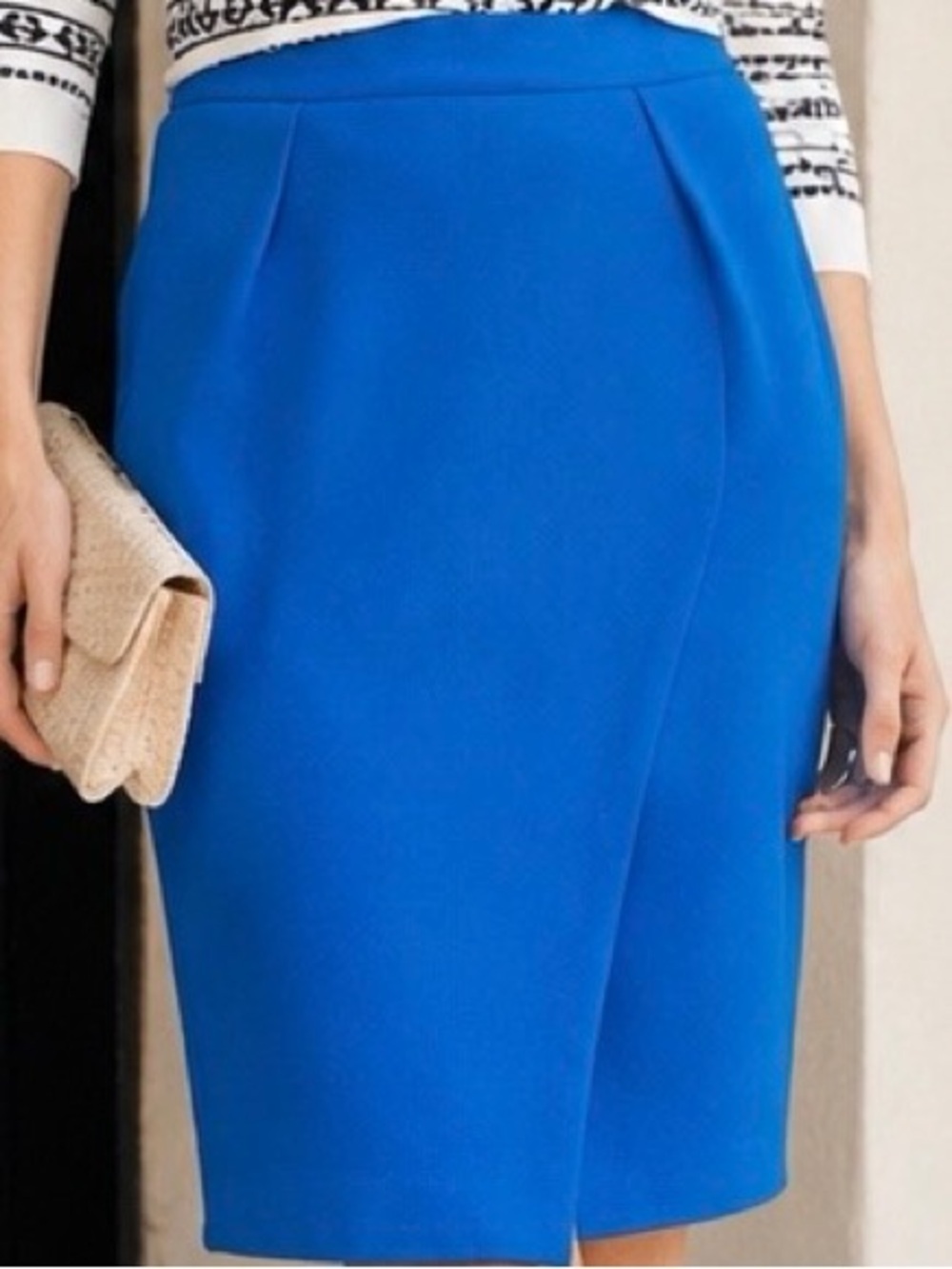 J. Crew ‘Drapey Crepe’ Pencil Skirt in Cornflower Blue Size 2